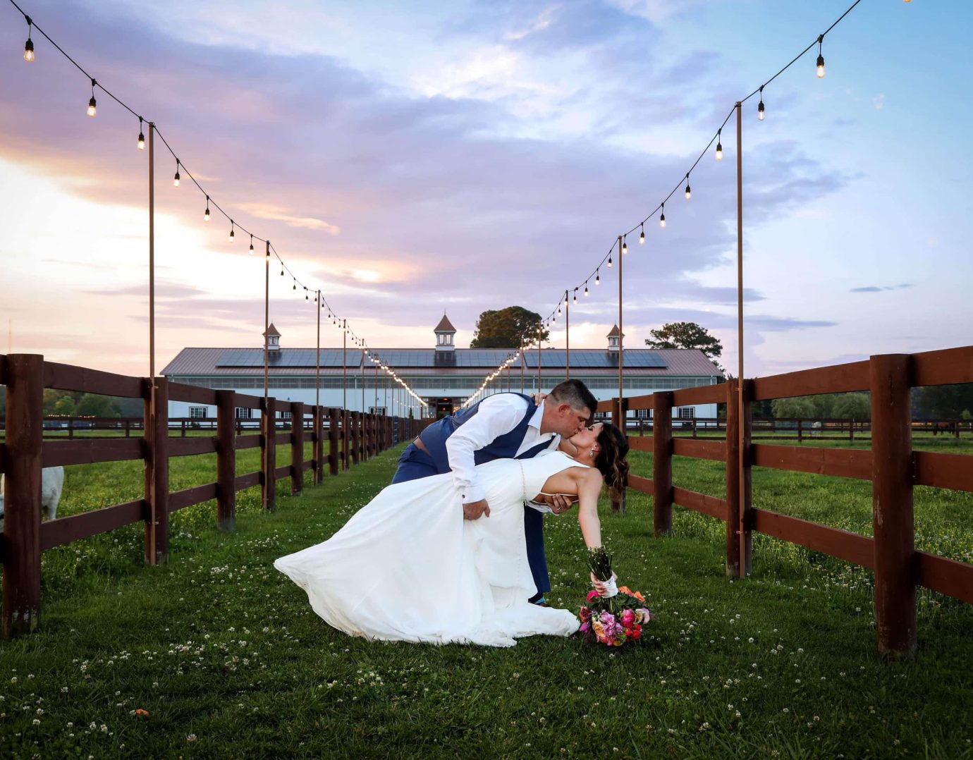 Bride and groom at Castle Farm Snow Hill, MD wedding venue