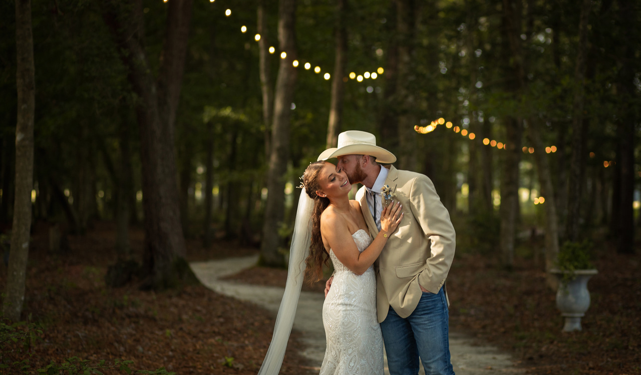 Bride and groom in wooded setting for weddings in Snow Hill, MD
